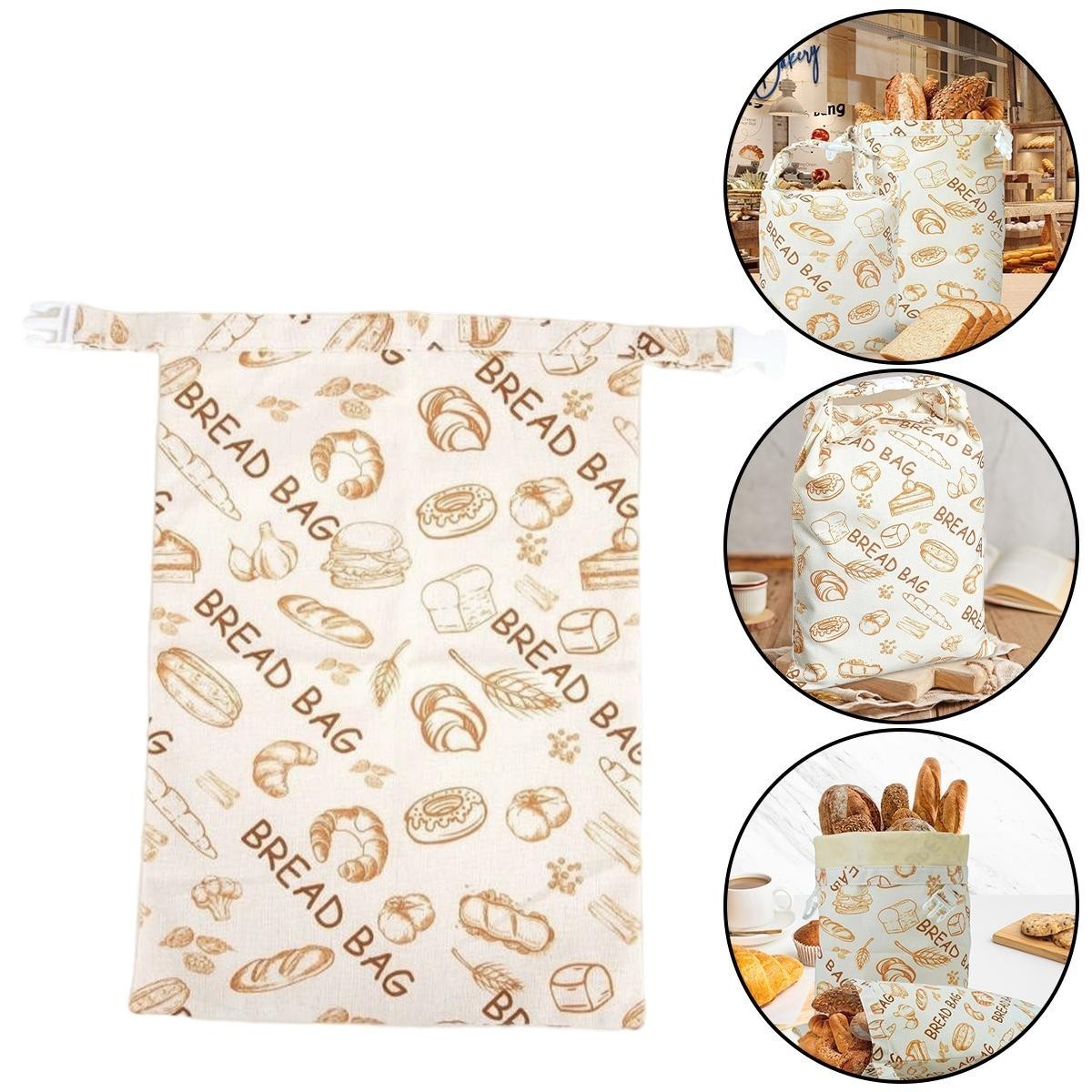 Beeswax Reusable Food Storage Bag Fresh Keeping Bread Pouch 42*33cm Kitchen Use