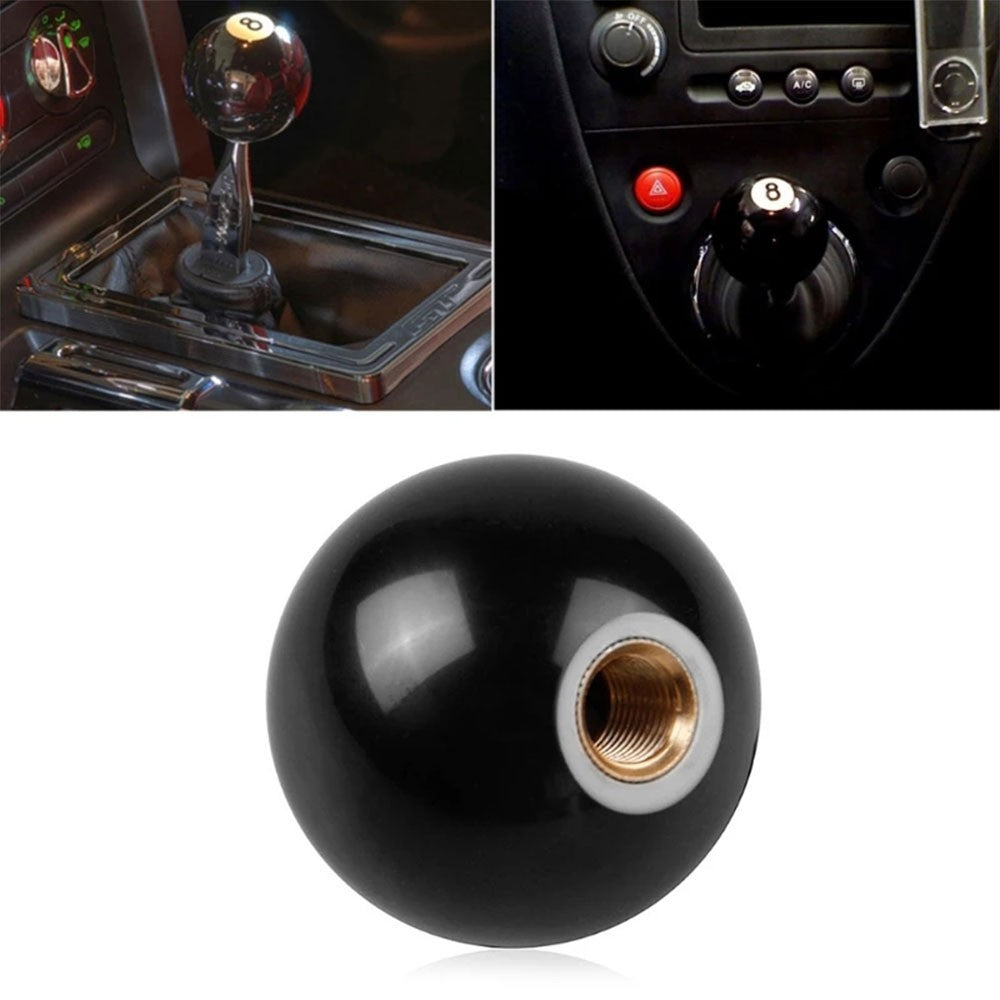 Universal Car 8 Pool Ball Gear Knob Shift Stick With Three Brass Inserts Black