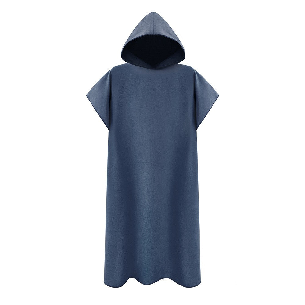 Men Women Changing Robe Beach Towel Bath Hooded Quick Dry Poncho Bathrobe