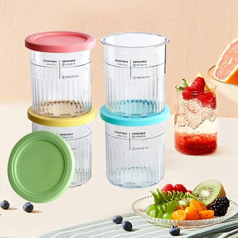 Ice Cream Pint Clear Tubs / Cups For Ninja Creami NC501UK Series - 4 Pack
