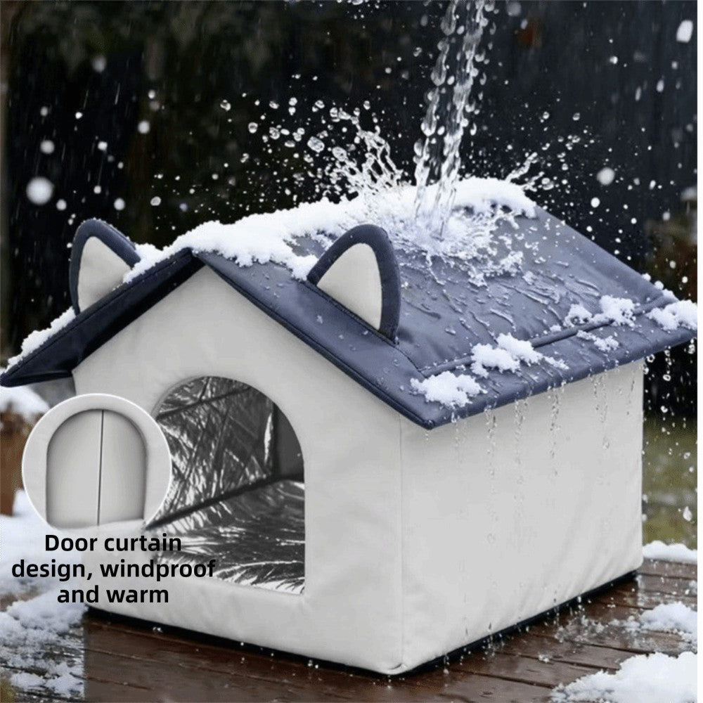 Winter Warm Insulated Cat Shelter Outdoor Cat House Weatherproof Feral Cat House