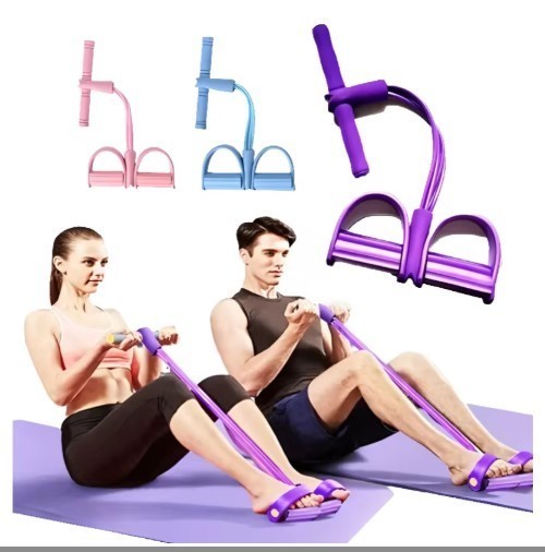 Home Sport Equipment Fitness Elastic Sit Up 2 Pull Rope Abdominal Exerciser UK