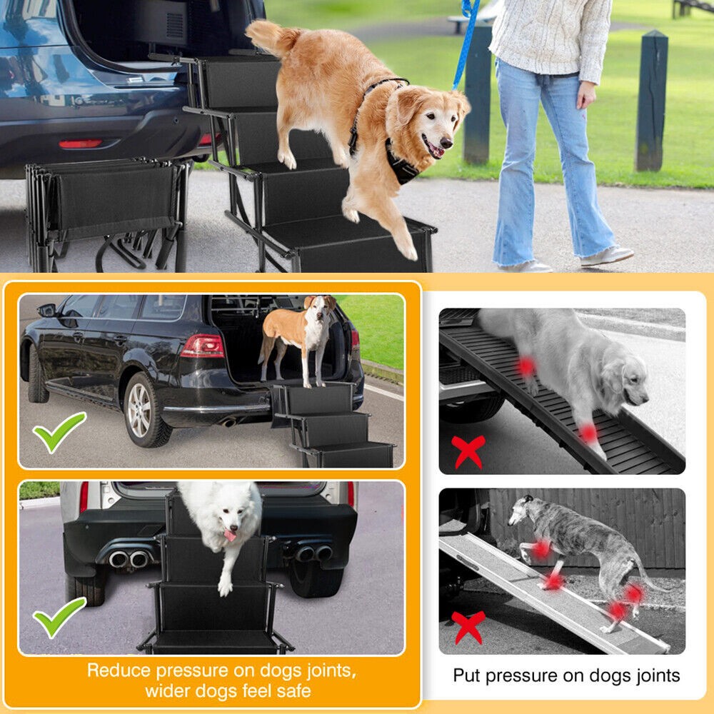 Portable Foldable Pet Dog Ramp Car Boot Access Steps Ladder Stairs Lightweight
