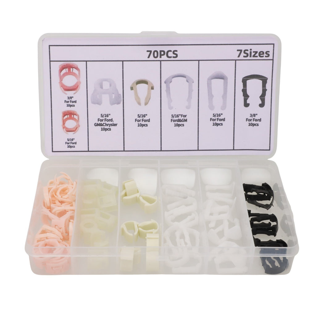 70Pcs Nylon Fuel Line Retaining Clip Assortment Kit Auto Car Fastener Clips