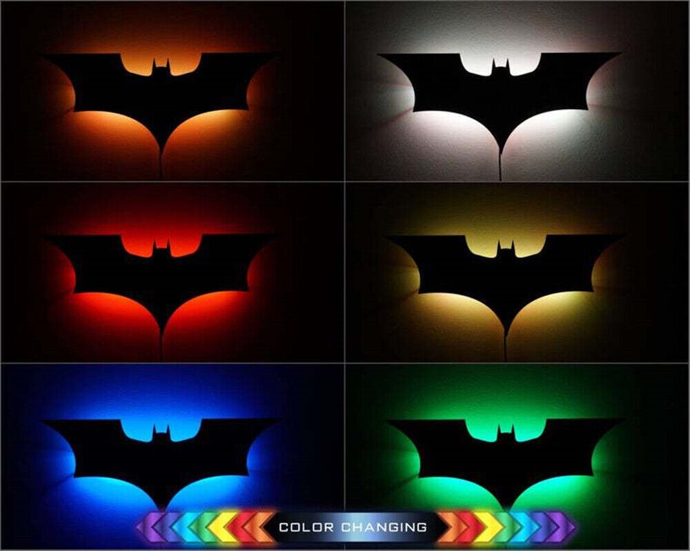 LED Wall Light Superhero Bat Signal Gaming Bedroom USB Neon Night Lamp Decor
