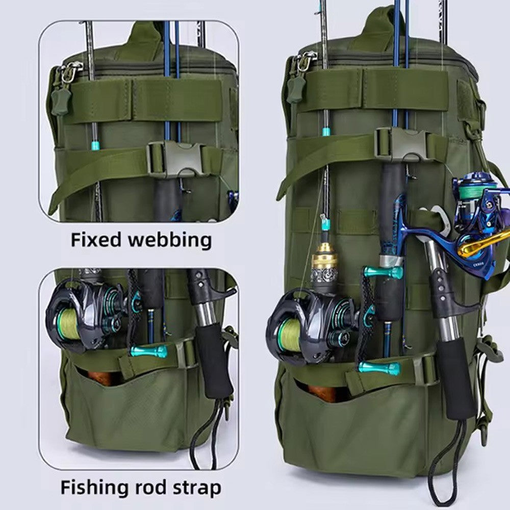 Multifunctional Fishing Backpack Lure Rod Bag Travel Camping Zipper Shoulder Bag