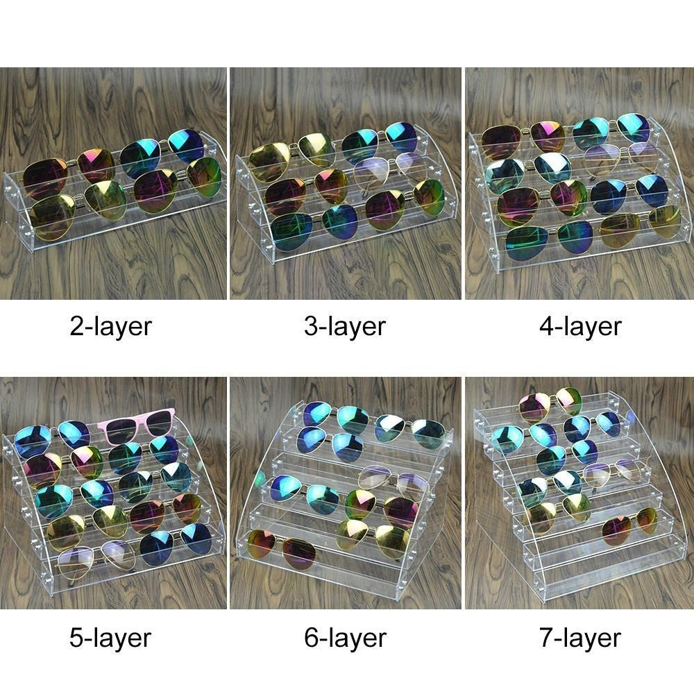 Box Acrylic Stand Jewelry Organizer Sunglass Display Rack Glasses Frame Tray