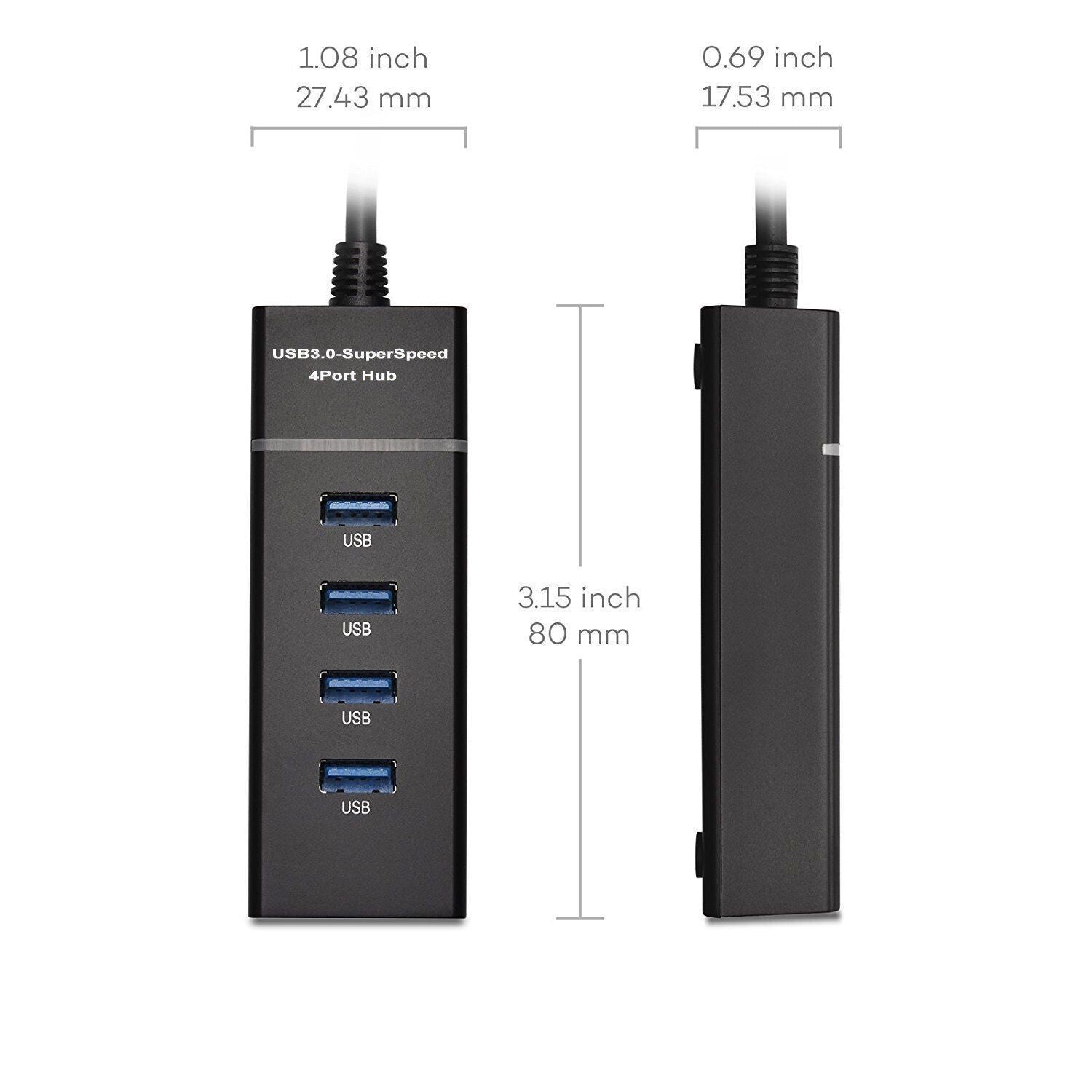 High Speed 4 Port USB 3.0 Multi Hub Splitter Expansion Desktop Laptop PC Adapter