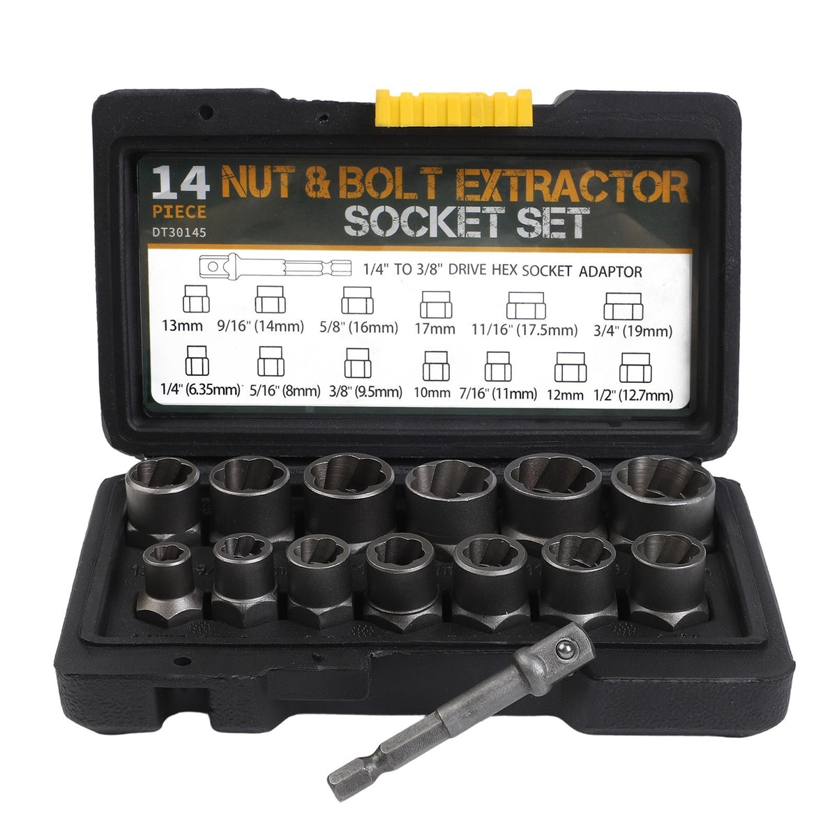 14PCS Bolt Extractor Impact Socket Set Dr Damaged/Rounded Nut Removal Tool