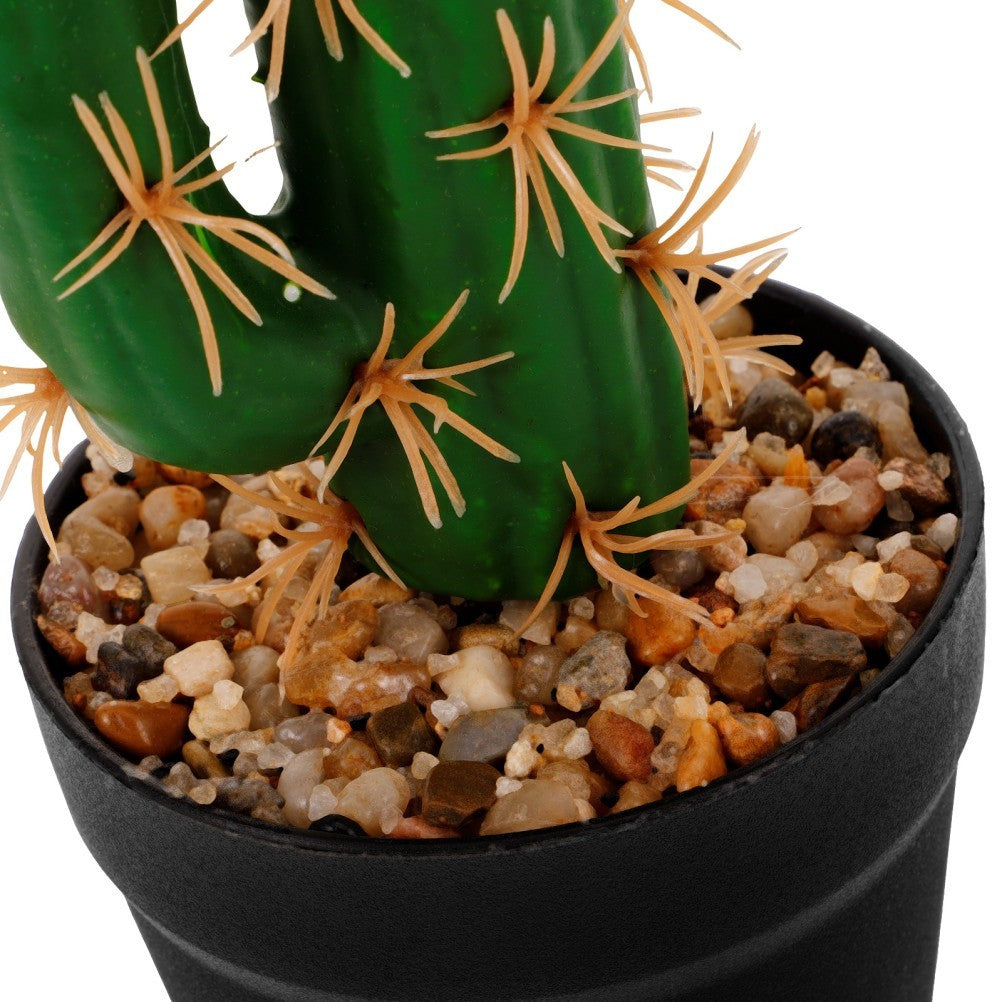 Lifelike Dark Green Plastic Artificial Potted Cactus for Home Decor