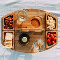 Wooden Foldable Picnic Side Table Wine Glass Holder Portable Outdoor Desk