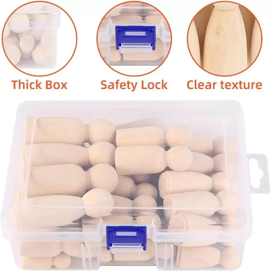 Wooden Peg Dolls Unfinished People, 50 Pcs Natural Wooden Pegs People Shape Doll