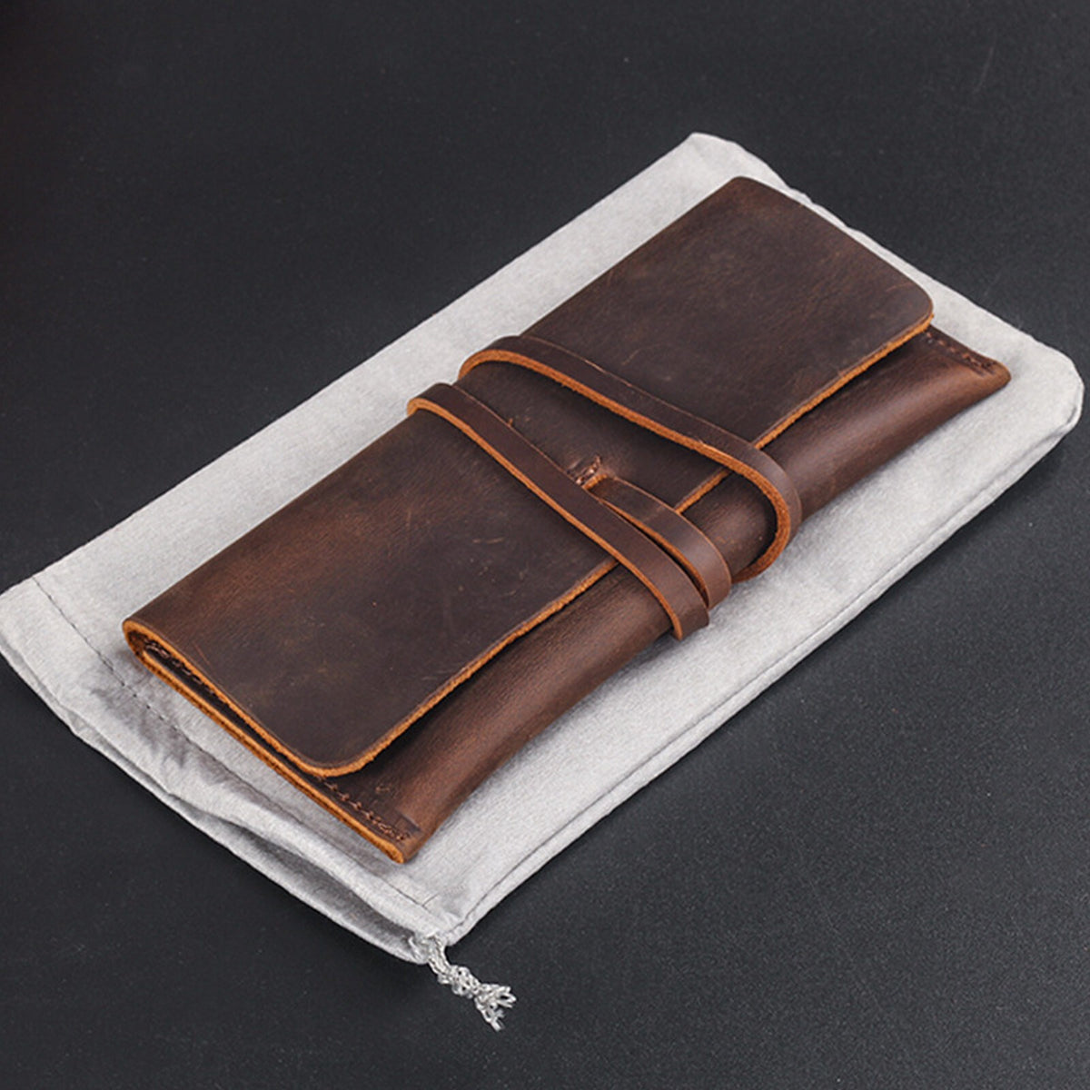 Crazy Horse Leather Folding Pipe Bags Tobacco Roll Pipe Accessories Pouch Cases