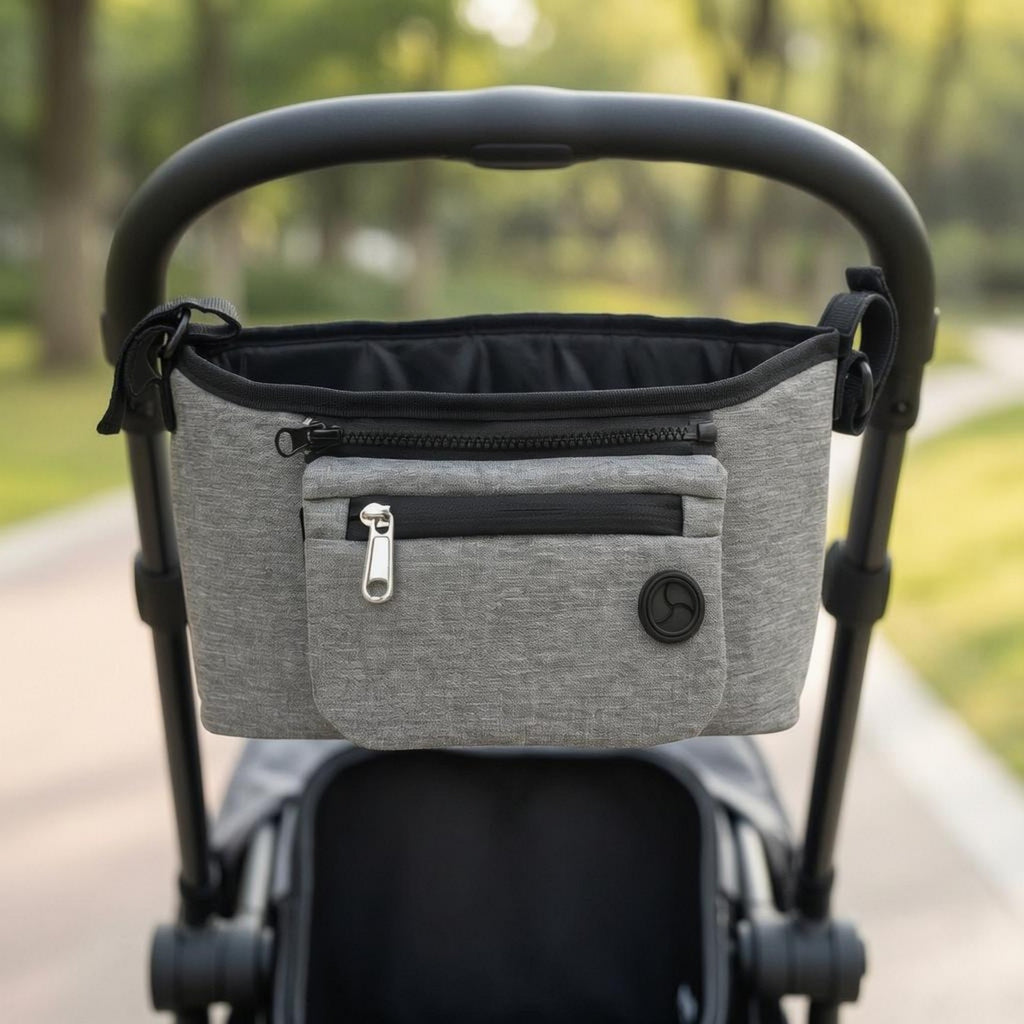 Pet Stroller Organizer Zippered Pocket Stroller Organizer Bag unfastenedTop