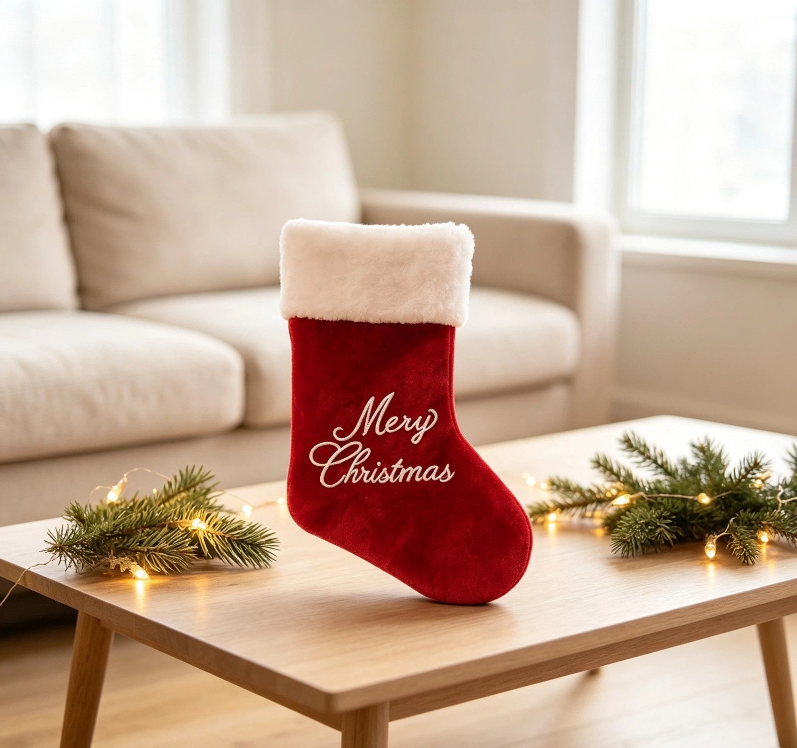 2pcs Red Velvet Merry Christmas Santa Stocking Sack Sock Gifts Bags
