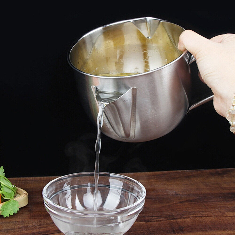 1000ml Stainless Steel Gravy Fat Separator Bowl Oil Soup Strainer Kitchen Tool