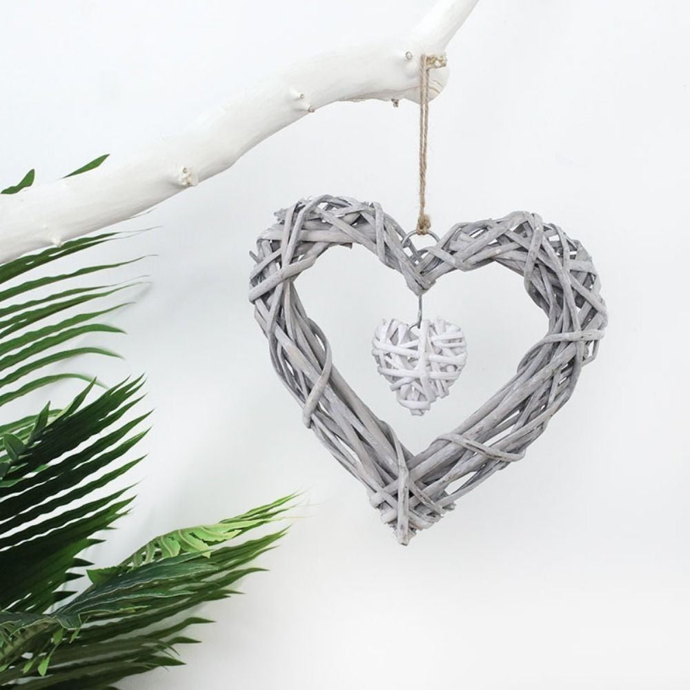 Heart Shaped Rattan Wreath DIY Wedding Party Wall Hanging Decor Garland