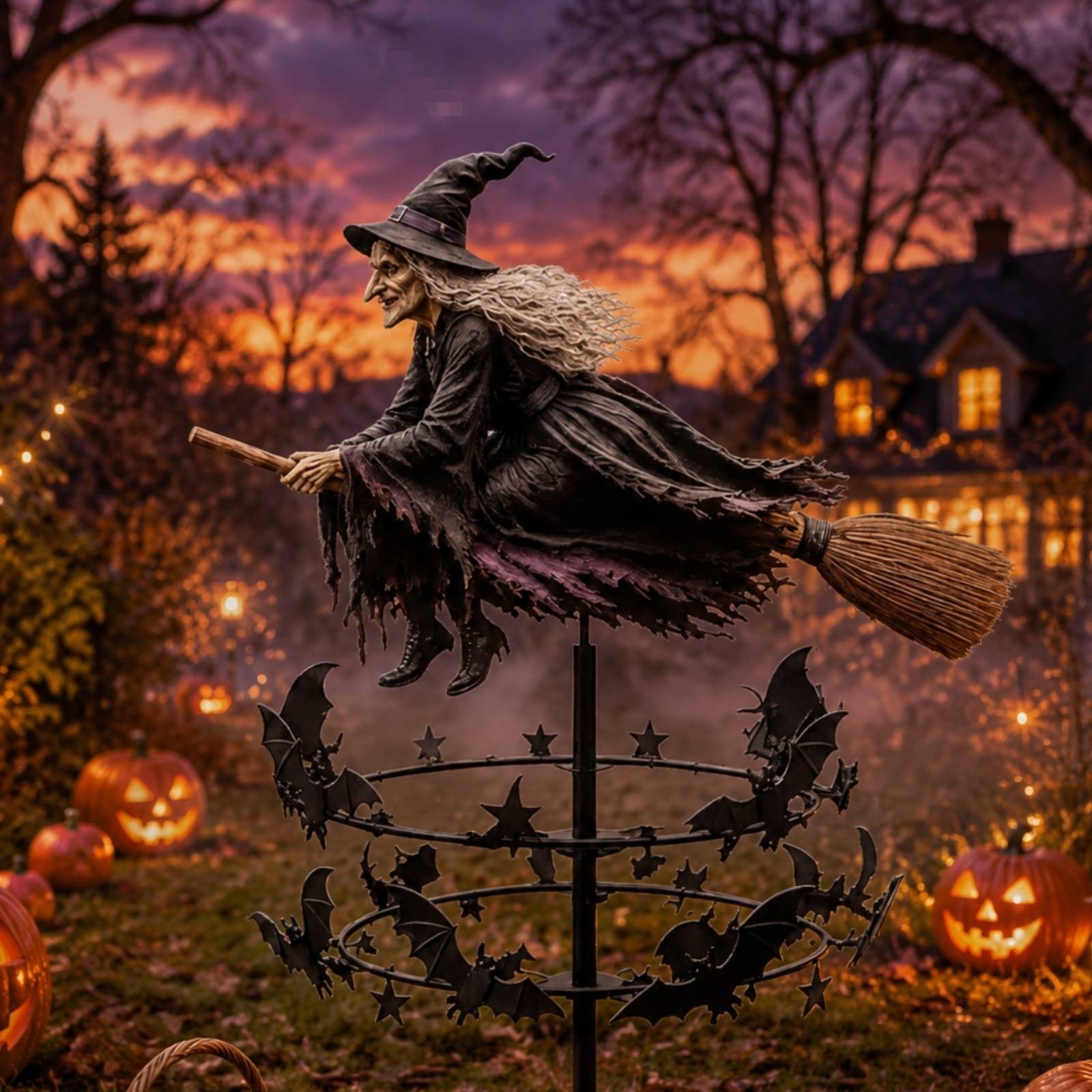Witch Wind Stunning Lawn Ornament Outdoor for Flower Bed