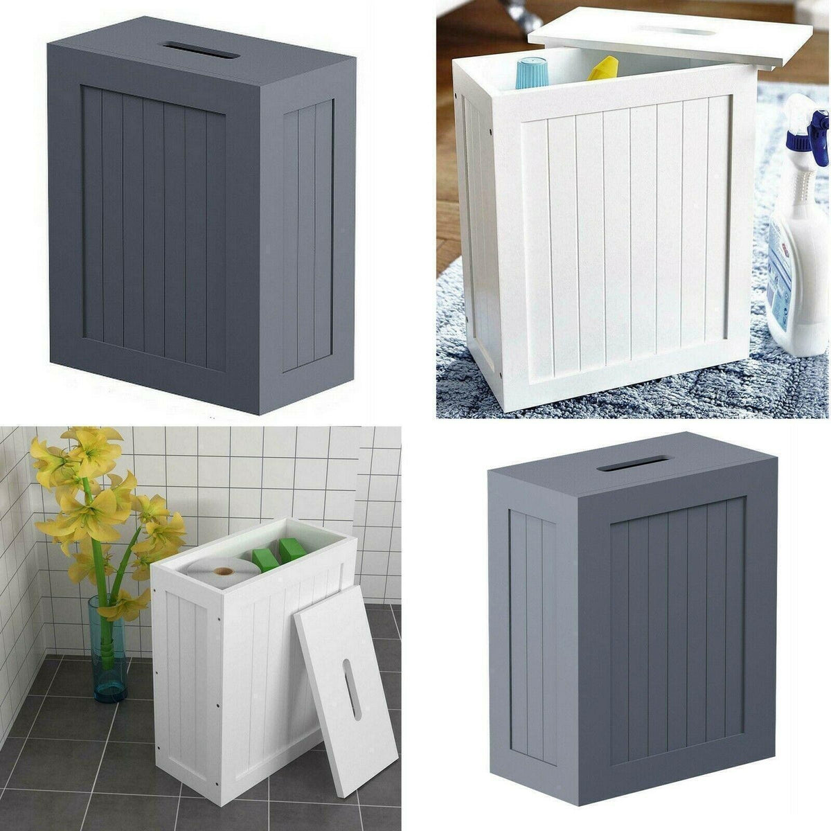 PVC Slimline Shaker Unit Multi purpose Bathroom Toilet Roll Storage Tidy Box