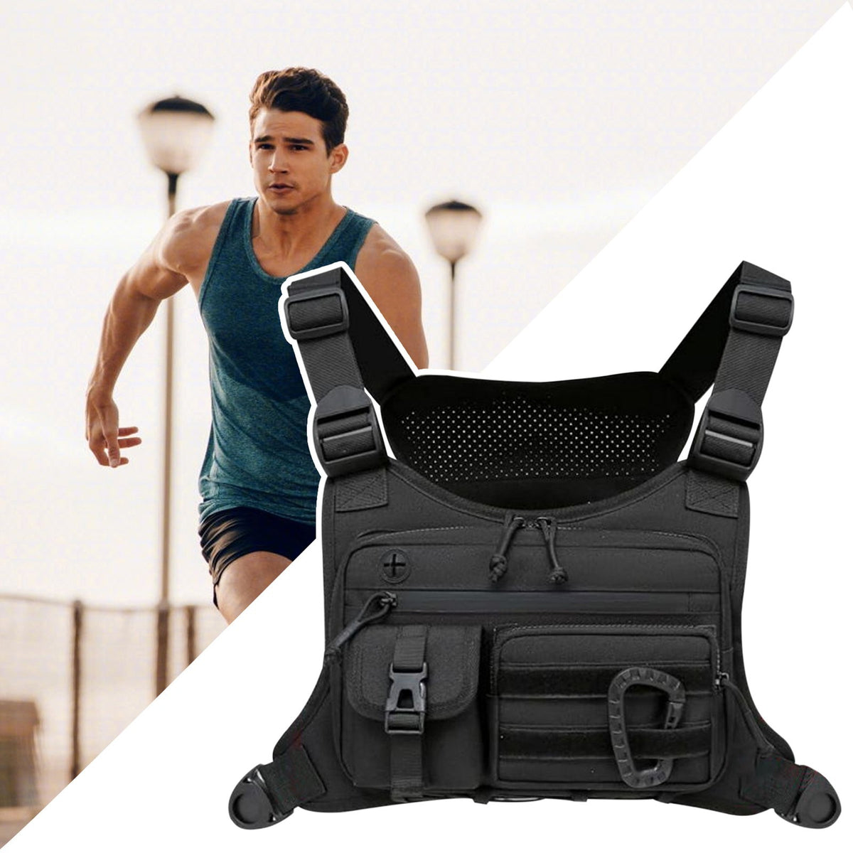 Sport Tactical Chest Rig Protective Vest Recon Pack With Front Storage Pouches