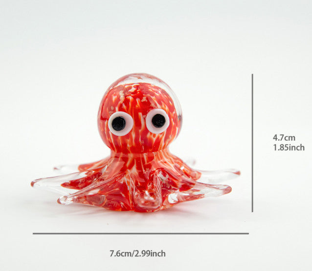 Hand-Blown Glass Octopus Figurine Tabletop Decoration Ornament