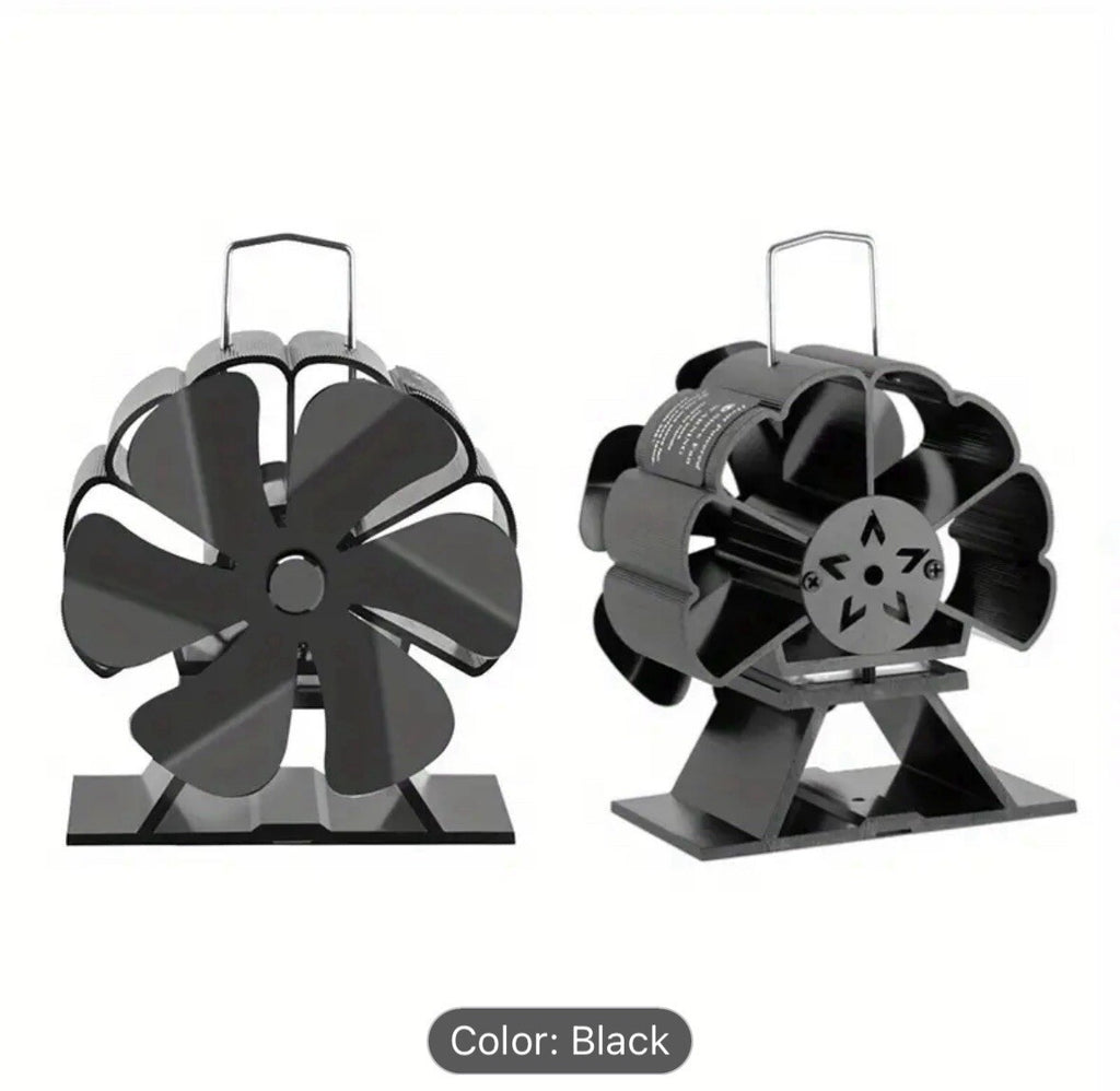 6 Blade Heat Powered Fireplace Fan, Wood Stove Fans with Magnetic Thermometer