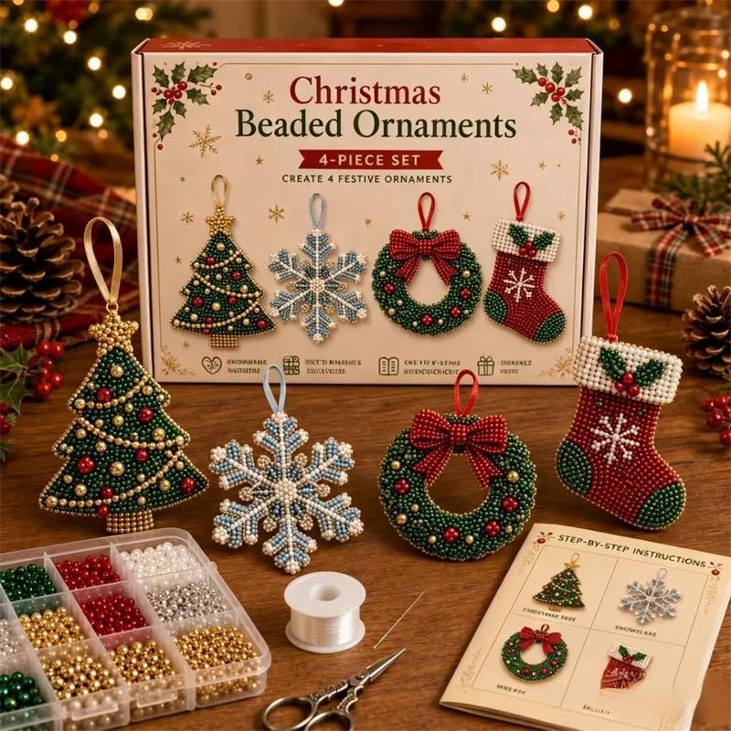 DIY Beaded Christmas Kit 3D Crystal Bead Holiday Craft Set for Adults