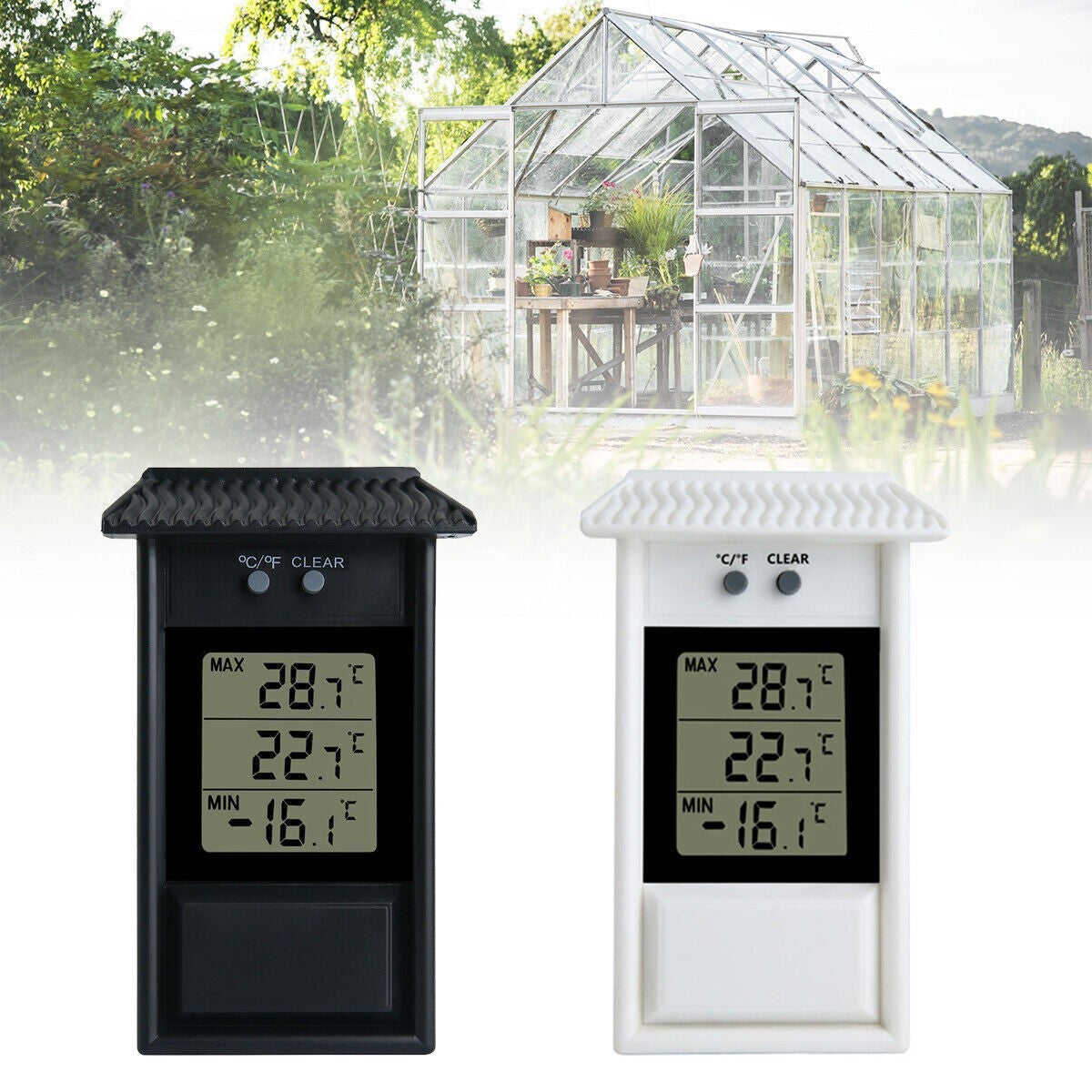 Outdoor Garden Temperature Gauge Digital Max Min Greenhouse Thermometer