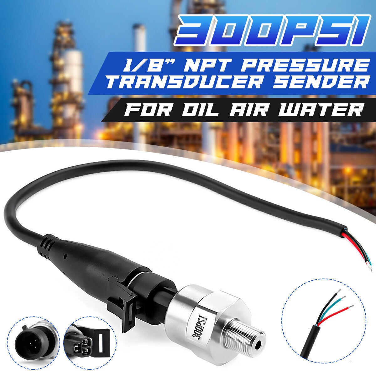 1/8NPT Stainless Steel Pressure Transducer Sender Sensor 0-4.5V Oil Fuel Air Hot