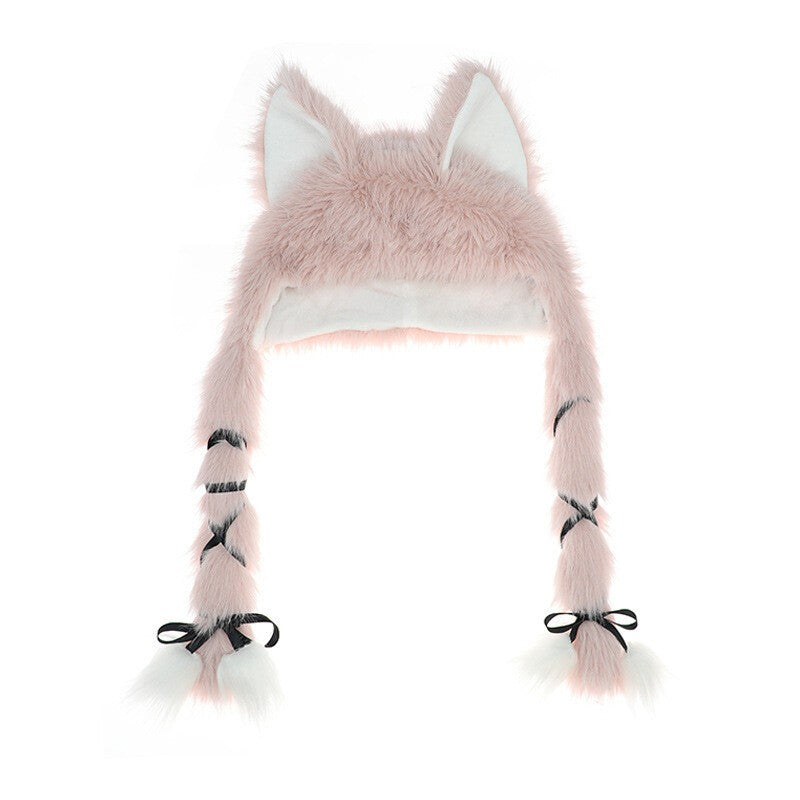 Fluffy Plush Fox Ears Headwear Warm Hat Lolita Girl Costume Party Hat Cosplay