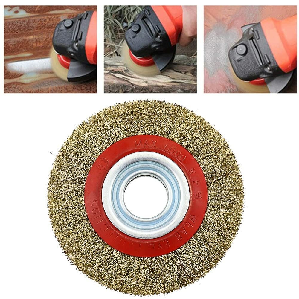 6" Wire Wheel Grinder Bench Grinding Grinder Wire Brush Fine With Reducers