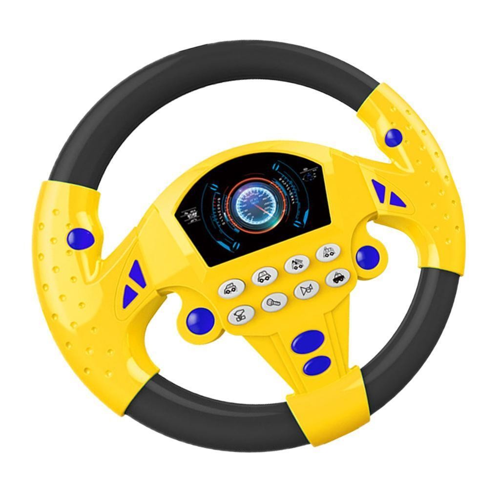 Kids Simulation Steering Wheel Toy Flash Lights Music Sound Car Seat Activity