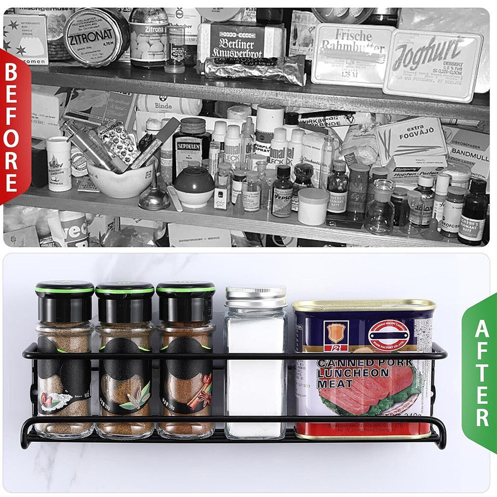 2PCS Spice Herb Jar Rack Holder For Kitchen Door Cupboard Storage Wall Mounted