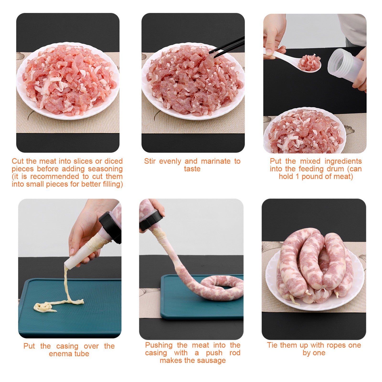 Food Grade Quality Manual Sausage Maker Meat Stuffer Filler Hand Operated Salami