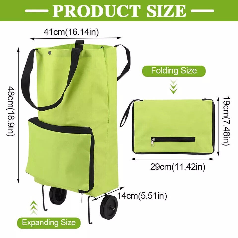 Collapsible Rolling Shopping Bag W/ Wheels Reusable Folding Cart Trolley NEW