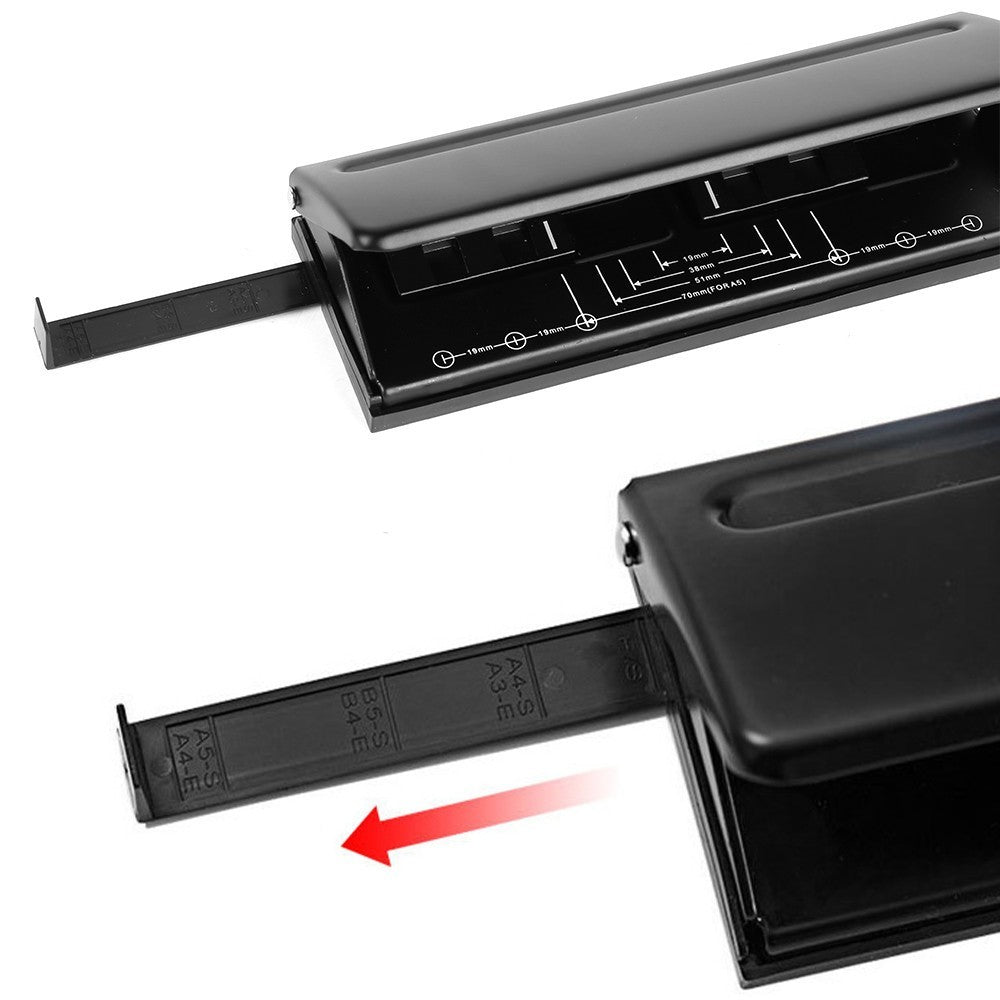 6-Hole Adjustable Metal Paper Punch A4 A5 A6 for Filofax Organisers – Black