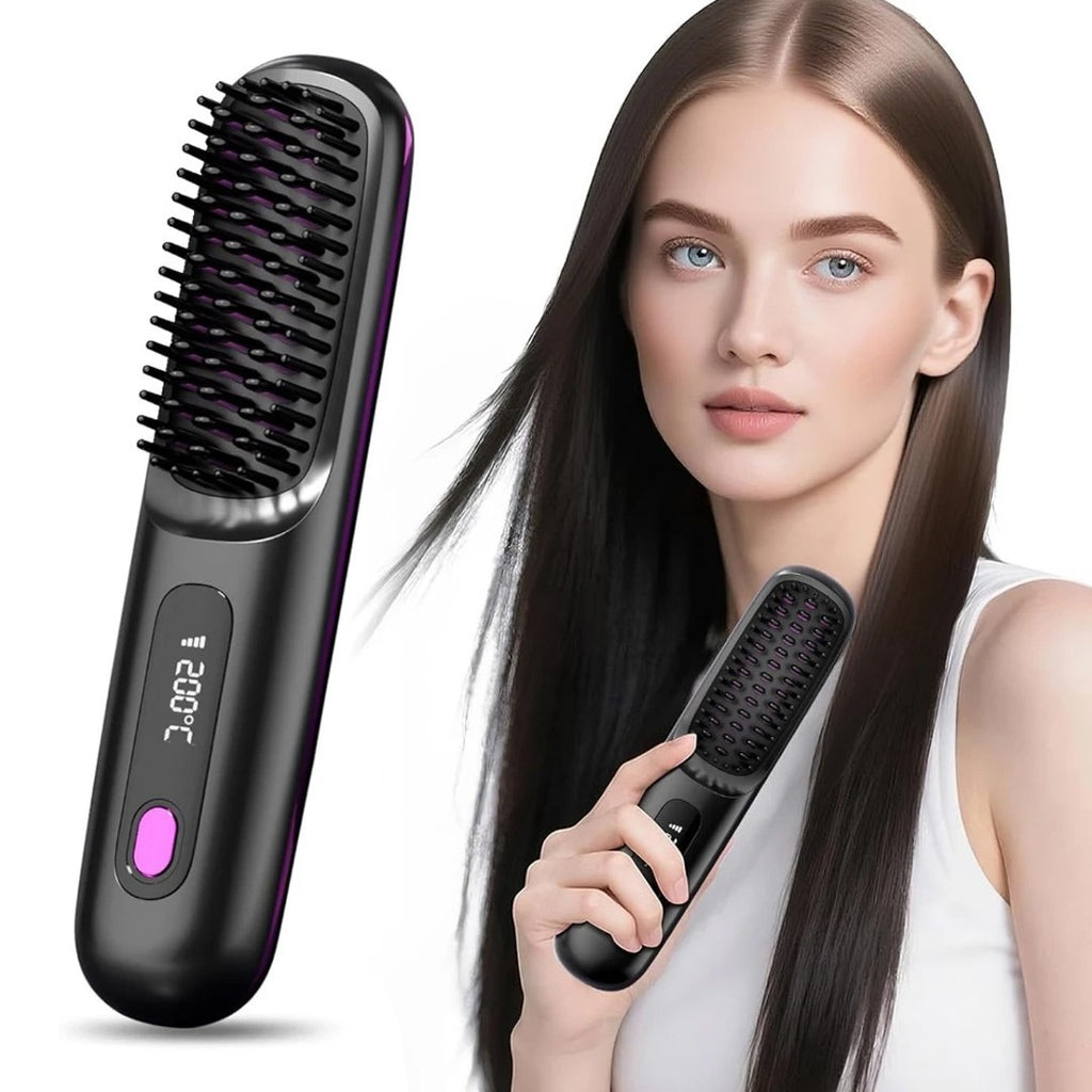 Portable Hair Straightener Brush Antiscald Hair Cordless Hair Straightener Brush