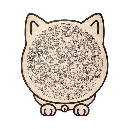 135-Piece Morandi-Colored Cat Shaped Wooden Jigsaw Puzzle, Cats Shaped Puzzles