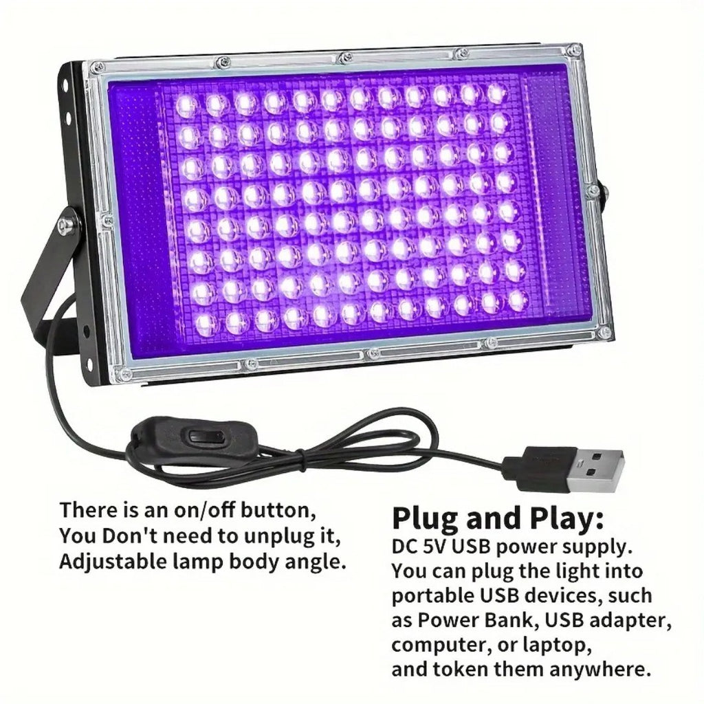 USB 100W purple light 395nm UV curing lamp fluorescent detection lamp shado