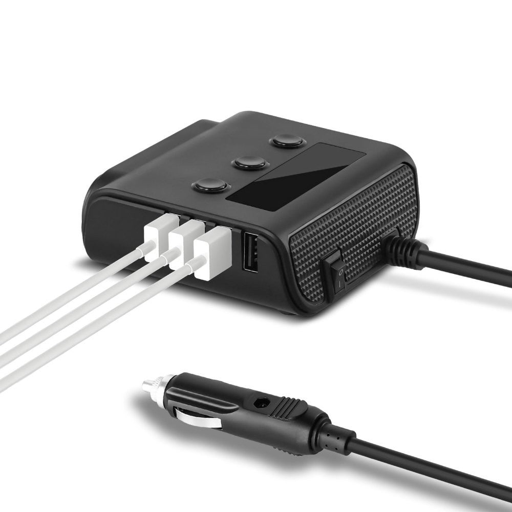 3 Way Cigarette Lighter Socket Splitter 12V 24V 4 USB Plug Multi Charger Adapter