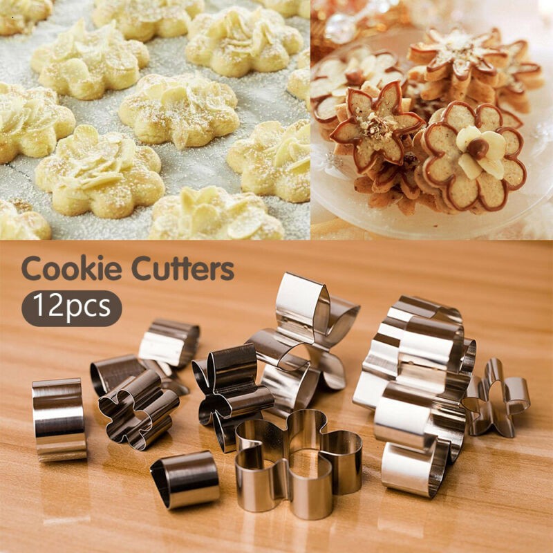 12Pcs Round Biscuit Cookie Cutters Cake Mould Sugarpaste Decorating Pastry LT