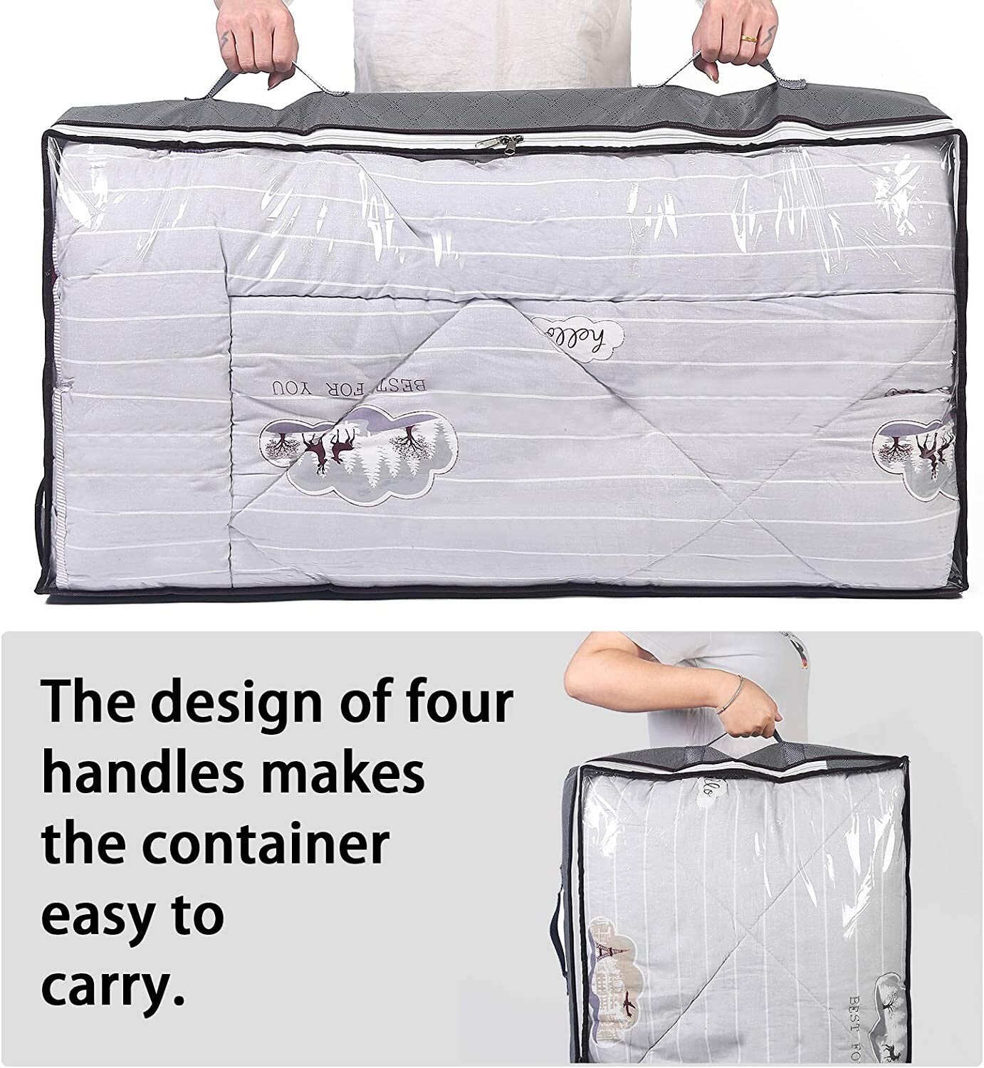 2x Large Underbed Storage Bag Shoes Clothes Zipped Organizer Fabric Storage Bags