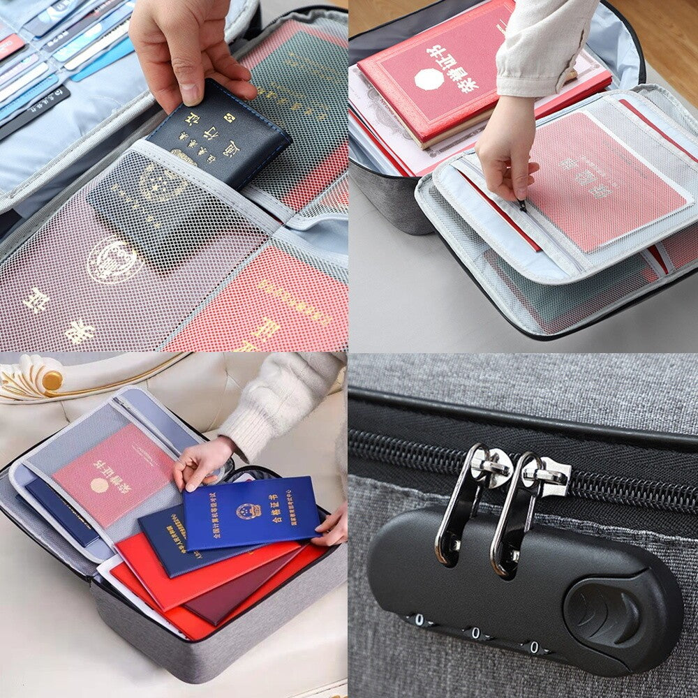 Fireproof Waterproof Document Bag File Money Safe Box Secret File Protect Pouch