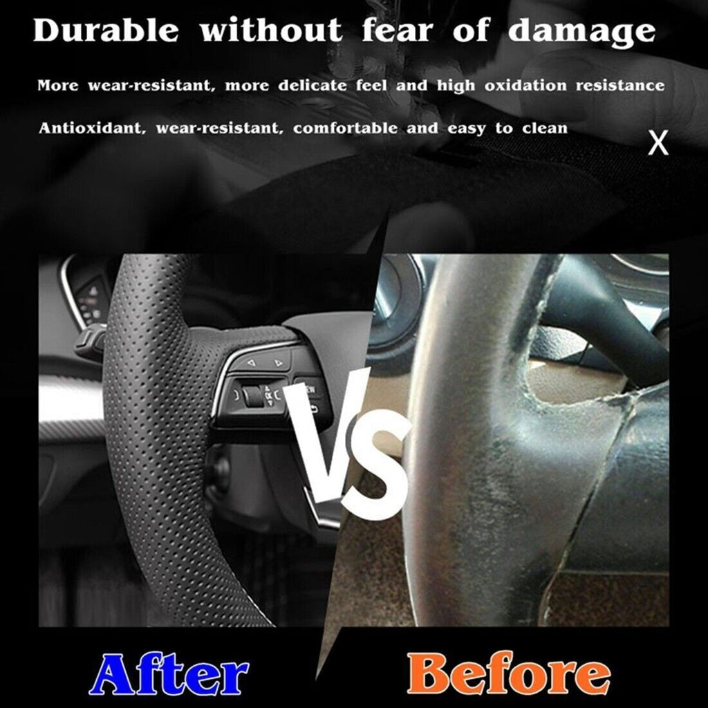 For Tesla Model 3 17-23 Y 20-23 Steering Wheel Cover Hand-Stitching Leather Wrap