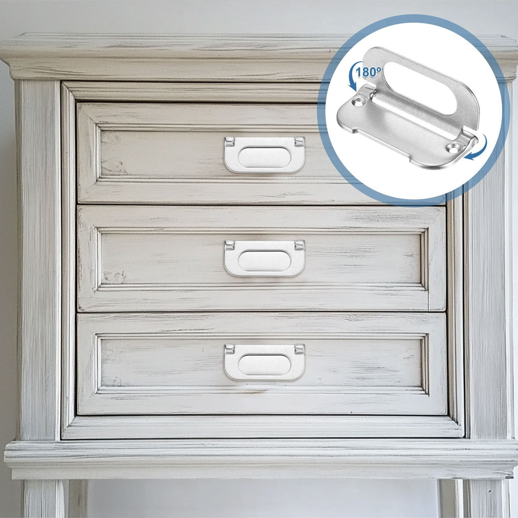 Recessed Pull Door Handle, 4 Pcs Invisible Flush Handle with Screw, Silver.*