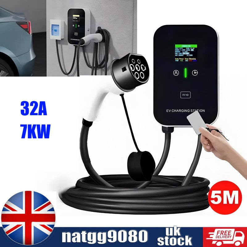 32A 7KW EV Charger Type 2 Electric Car Charging Station With 5M Cable UK