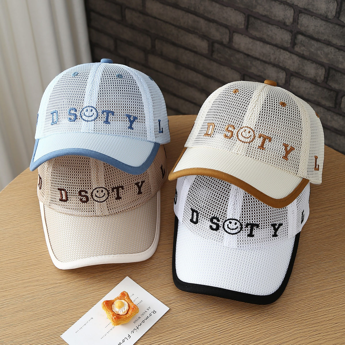 Children's Summer Lightweight Mesh Cap - Boys And Girls DSTY Smiling Face...