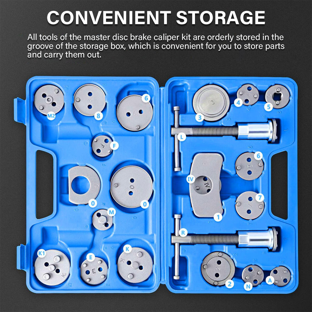 22Pcs Universal Car Disc Brake Caliper Piston Rewind Wind Back Tool Pad Kit Set