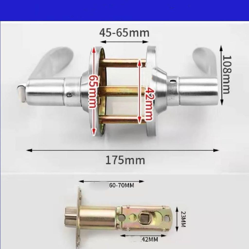 Three-Handle Door Lock Home Entry Lever Set Bathroom Entrance Passage With Key