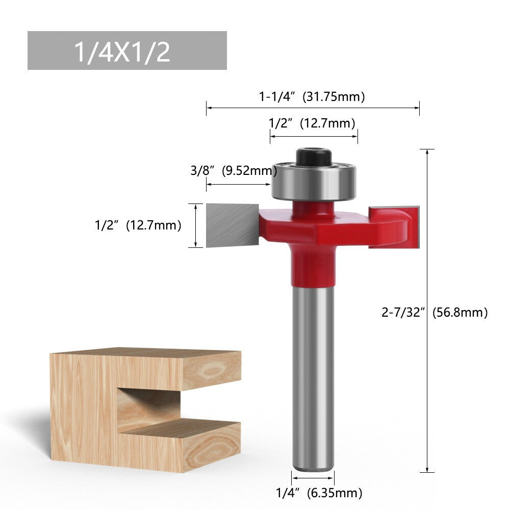 1/4 Shank Slot Cutter T-Slot Rabbet Box Slotting Biscuit Router Bit Set Jointing